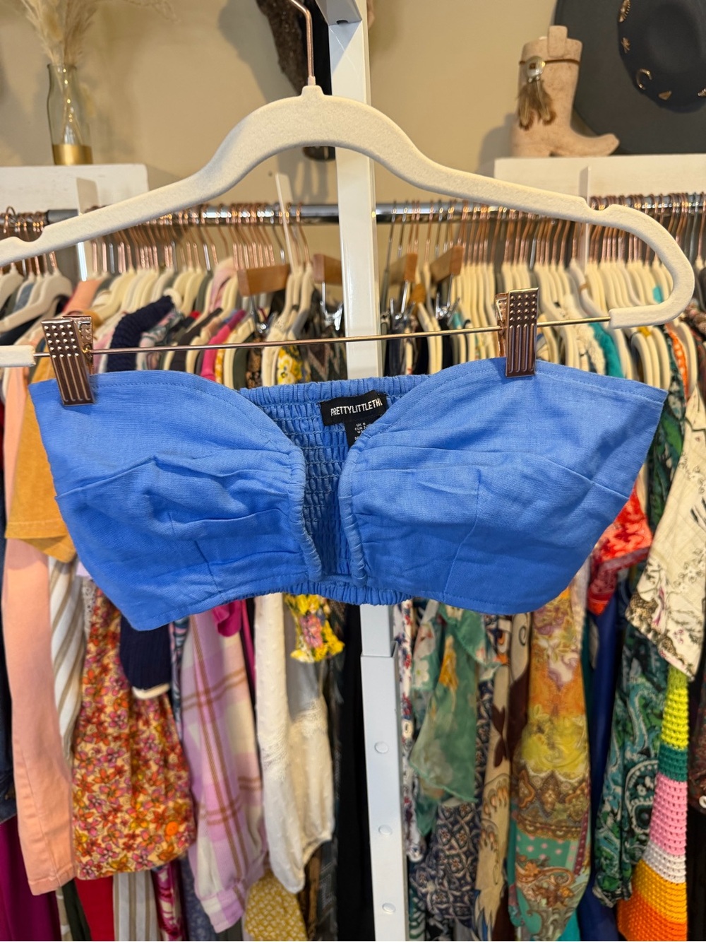 PrettyLittleThing Blue Bandeau Top & Maxi Skirt Set - Picture 6 of 9